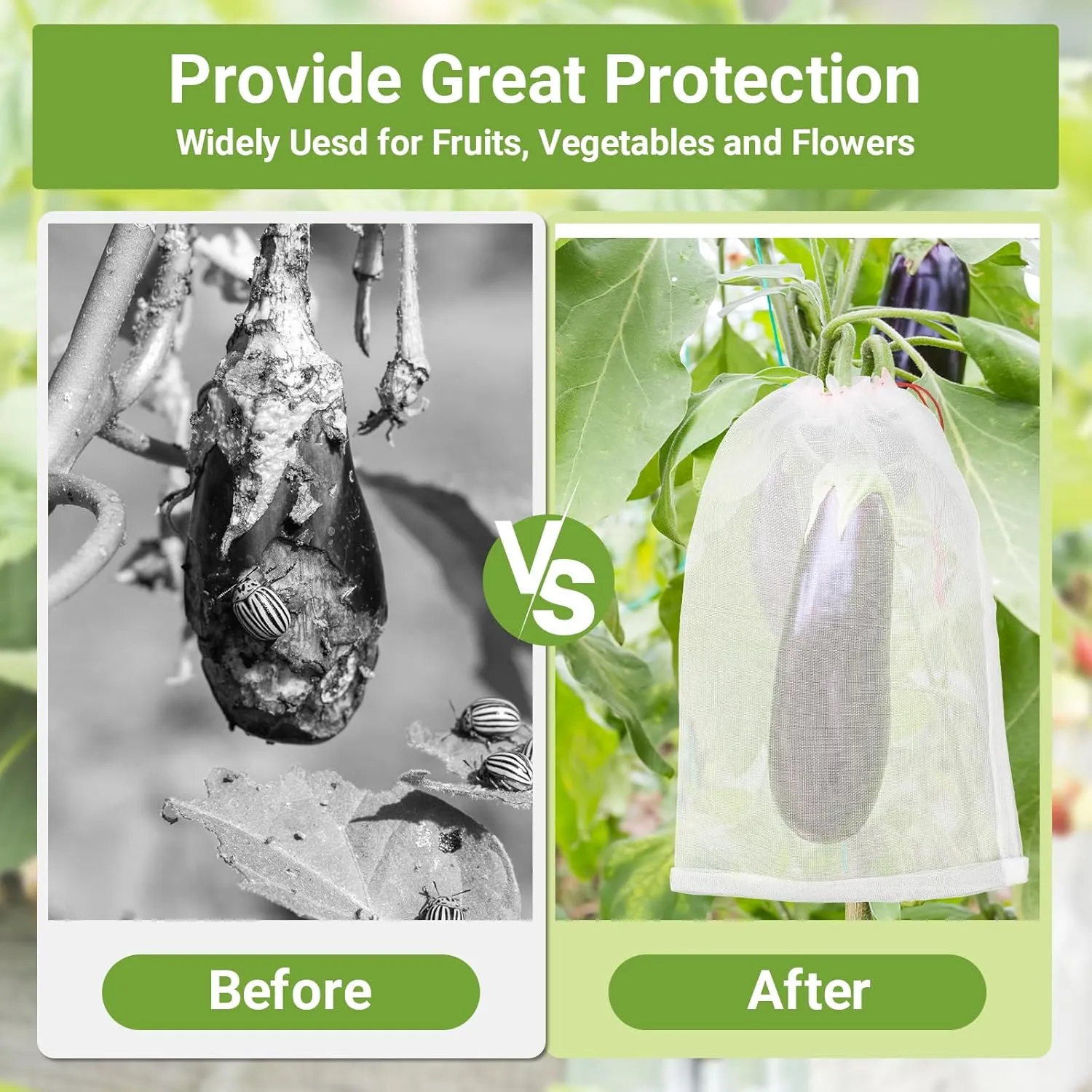 Nylon Fruit Bags with Drawstring, 25pcs 8x12 in Fruit Net Bag Against Insects and Birds, Reusable for Protecting Your Plant Flower Vegetable