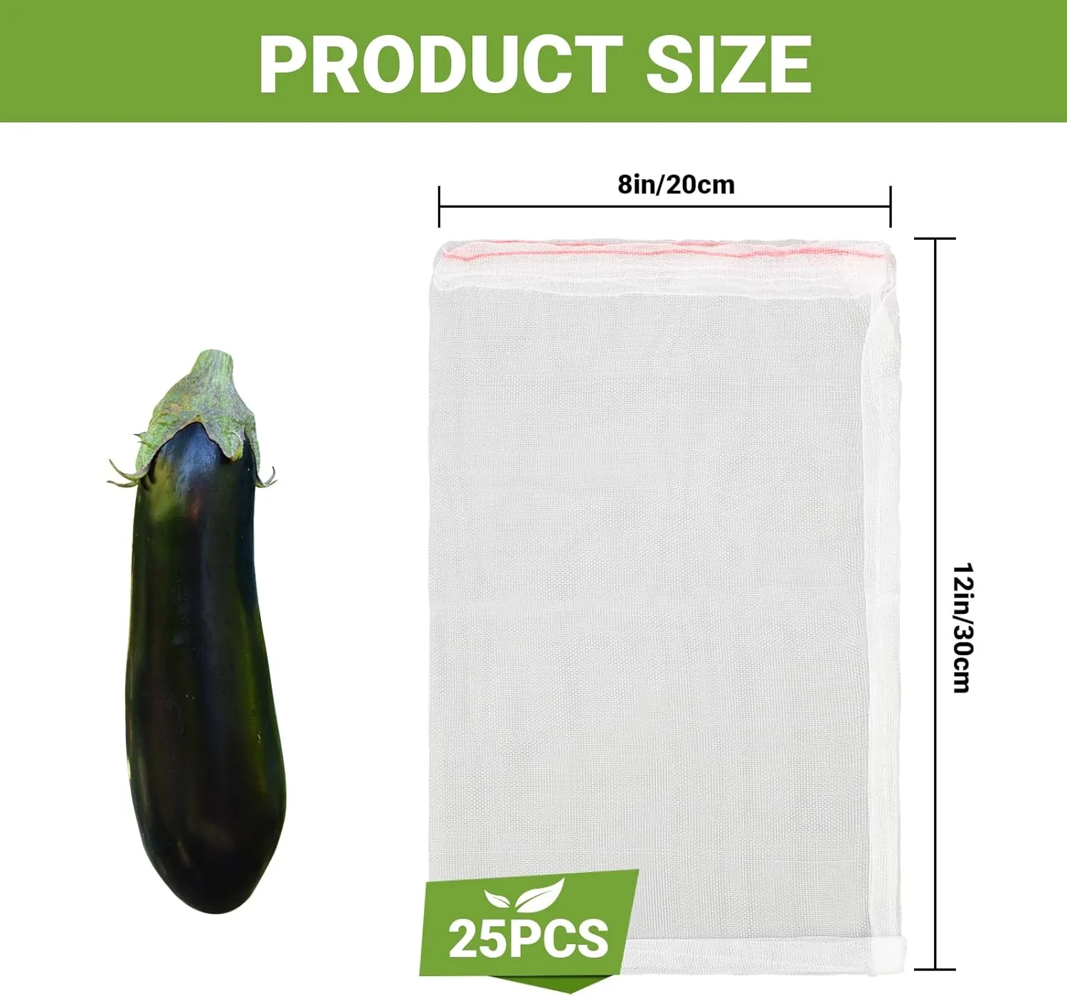 Nylon Fruit Bags with Drawstring, 25pcs 8x12 in Fruit Net Bag Against Insects and Birds, Reusable for Protecting Your Plant Flower Vegetable