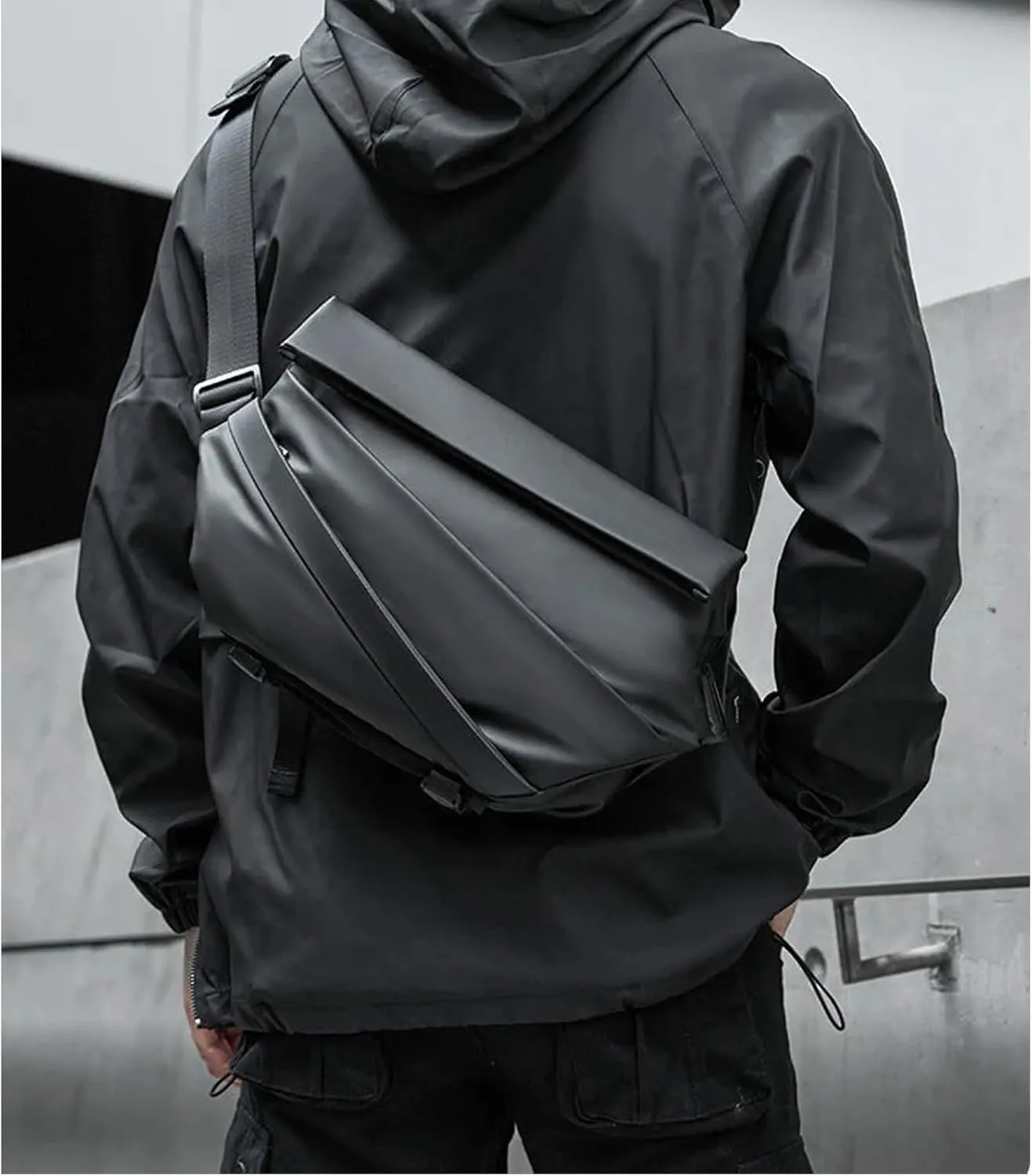 Obsidian Sling Bag, Ria Obsidian Sling Bag, Crossbody Bag Men, Waterproof Sling Bag for Men, Men Crossbody Bags (Black White)