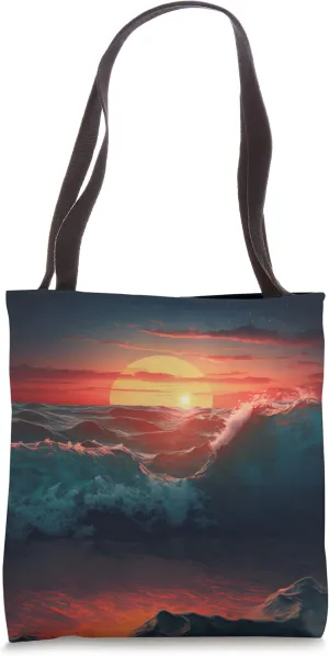 Ocean and Sunset Design Tote Bag
