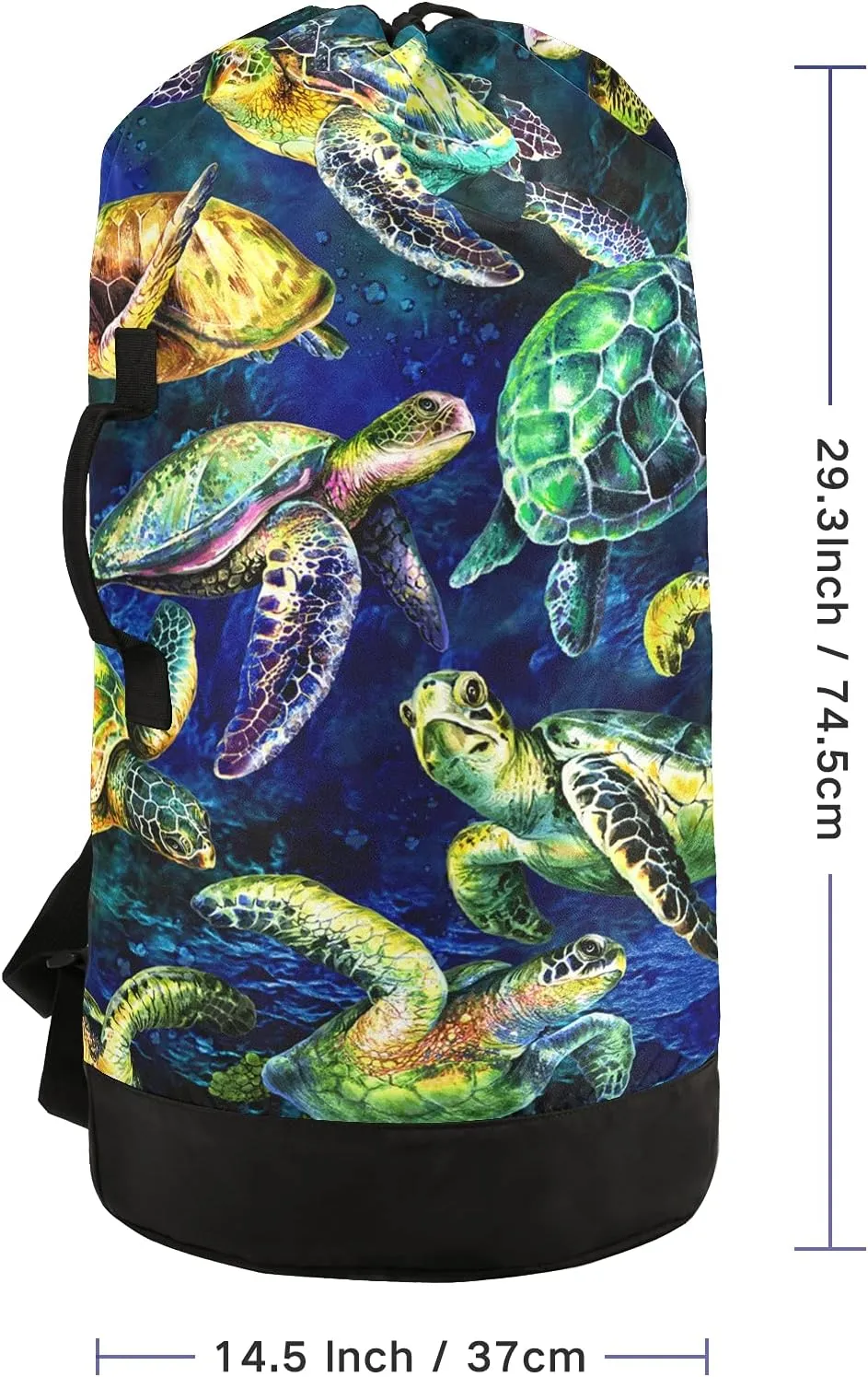 Ocean Sea Turtles Laundry Bag Large Heavy Duty Laundry Backpack with Shoulder Straps Waterproof Laundry bag for Traveling Camp Dirty Clothes Organizer for College Students