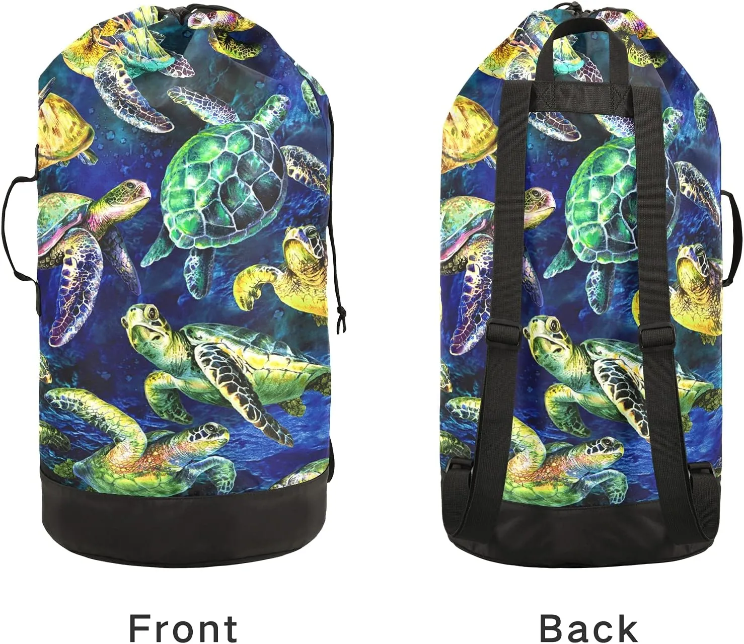Ocean Sea Turtles Laundry Bag Large Heavy Duty Laundry Backpack with Shoulder Straps Waterproof Laundry bag for Traveling Camp Dirty Clothes Organizer for College Students