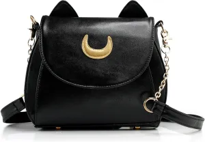 OCT17 Moon Luna Design Purse Kitty Cat satchel shoulder bag Designer Women Handbag Tote PU Leather Sailer Style