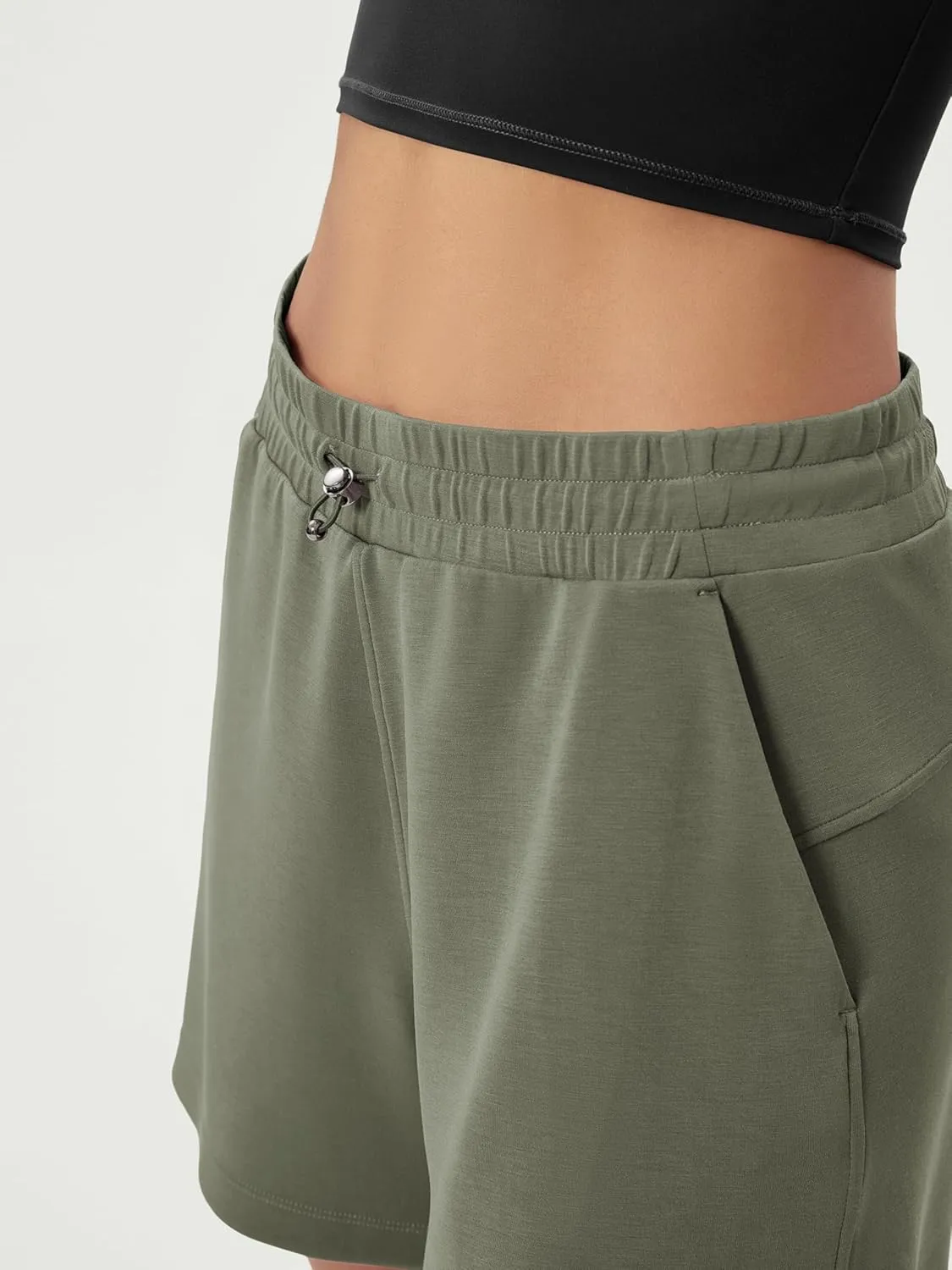 ODODOS Modal Soft Relaxed Shorts for Women Adjustable Shockcord High Waist Casual Shorts with Pockets