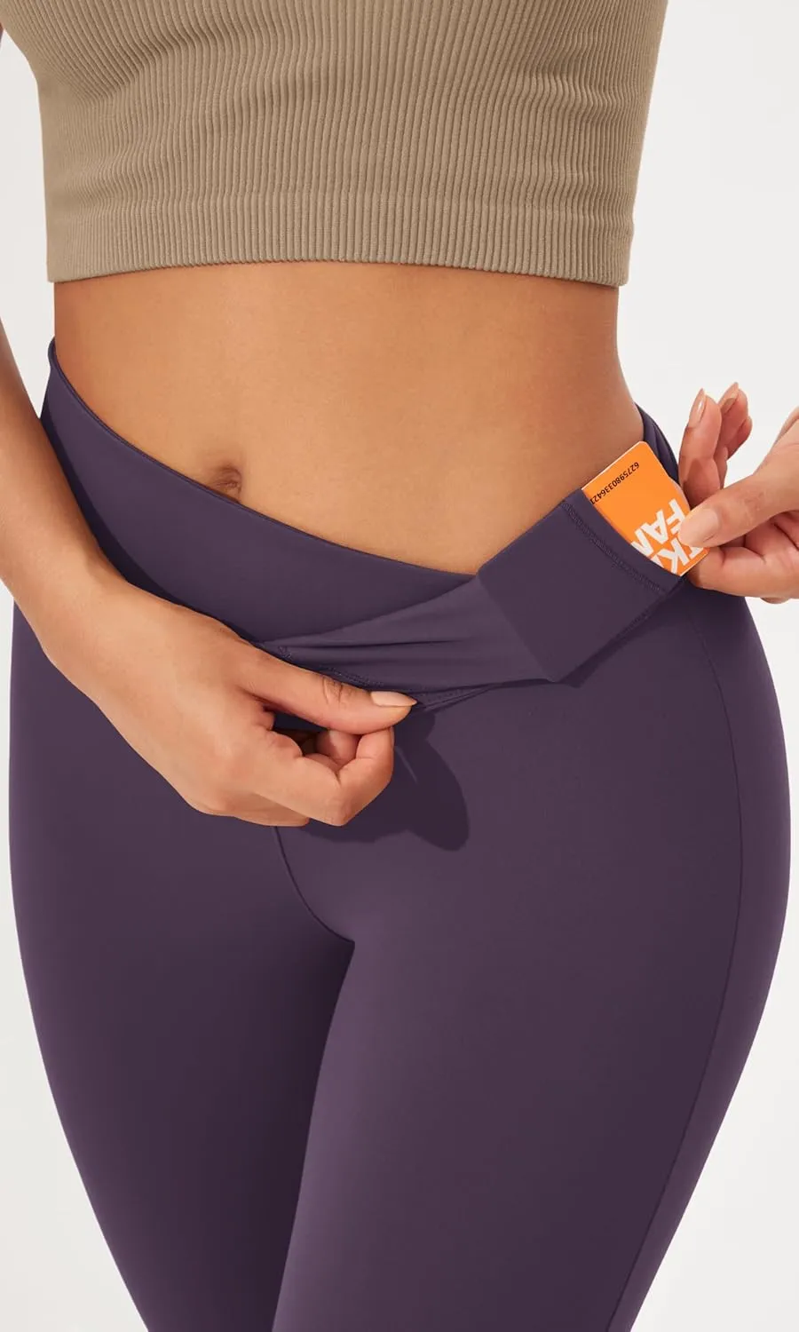 ODODOS Women's Cross Waist Bootcut Yoga Pants with Inner Pocket, Non See Through Bootleg Gym Workout Pants