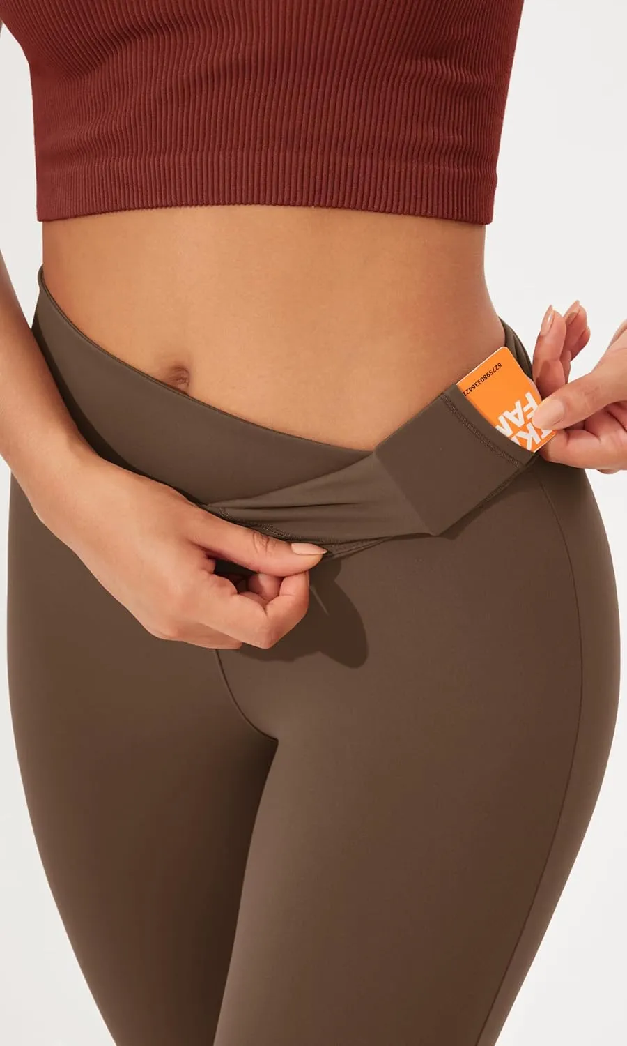 ODODOS Women's Cross Waist Bootcut Yoga Pants with Inner Pocket, Non See Through Bootleg Gym Workout Pants