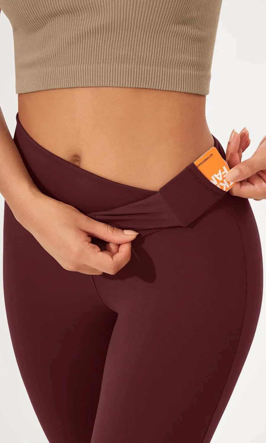 ODODOS Women's Cross Waist Bootcut Yoga Pants with Inner Pocket, Non See Through Bootleg Gym Workout Pants