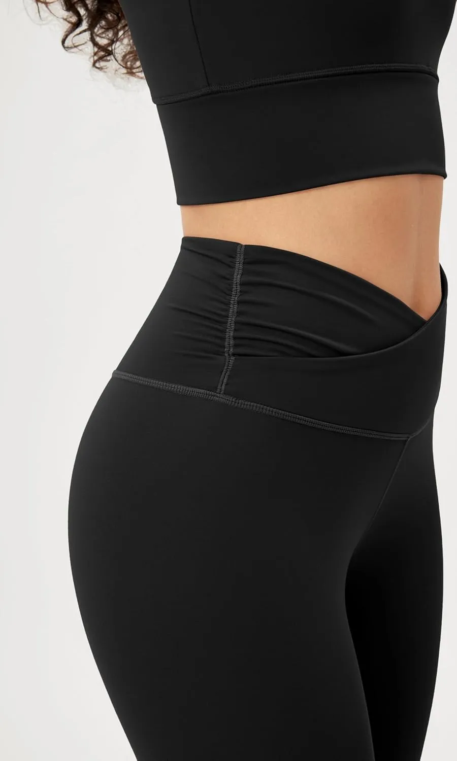 ODODOS Women's Cross Waist Yoga Leggings with Inner Pocket, 23"/25"/28" Gathered Crossover Workout Yoga Pants