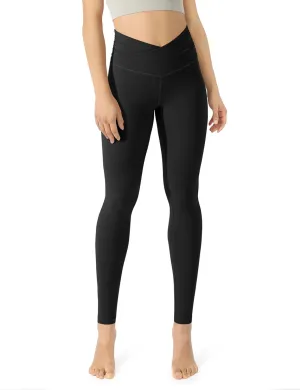 ODODOS Women's Cross Waist Yoga Leggings with Inner Pocket, 23"/25"/28" Gathered Crossover Workout Yoga Pants