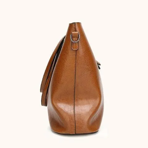 Oil Wax Leather Retro Vintage Style Crossbody Bag For Woman