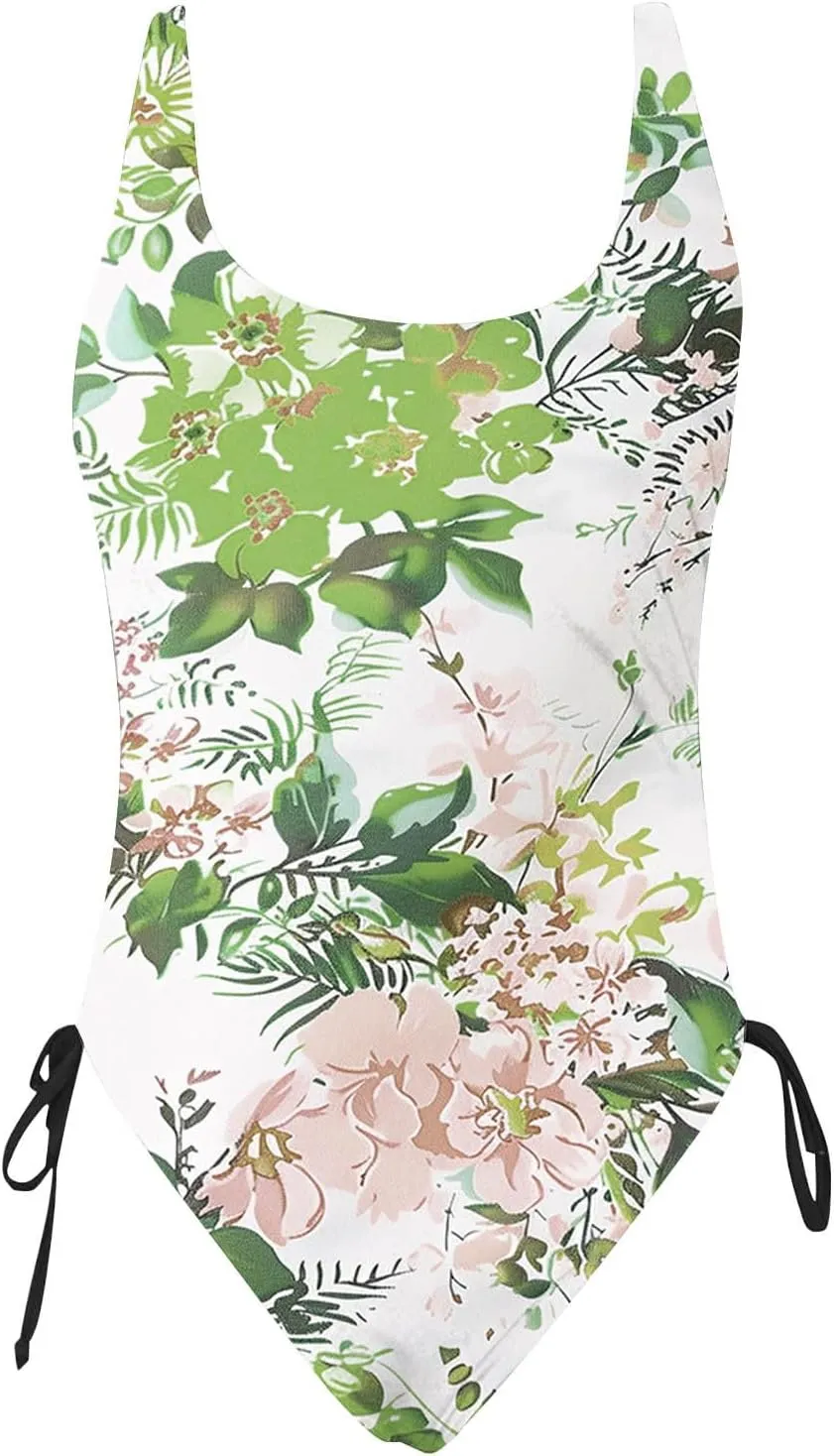 One Piece Swimsuit Women 2025 Vintage Tummy Control One Piece Bathing Suits V Neck Boho Floral Print Swimwear