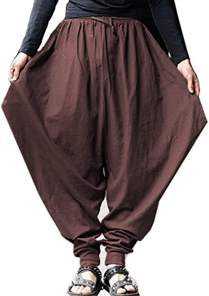 ONTTNO Men's Harem Pants Loose Stretchy Waist Casual Hippie Trousers