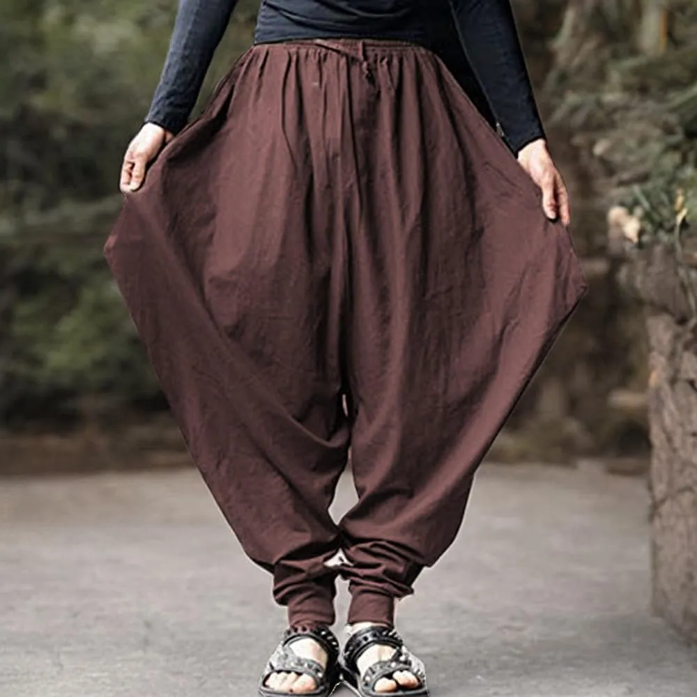 ONTTNO Men's Harem Pants Loose Stretchy Waist Casual Hippie Trousers