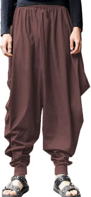ONTTNO Men's Harem Pants Loose Stretchy Waist Casual Hippie Trousers
