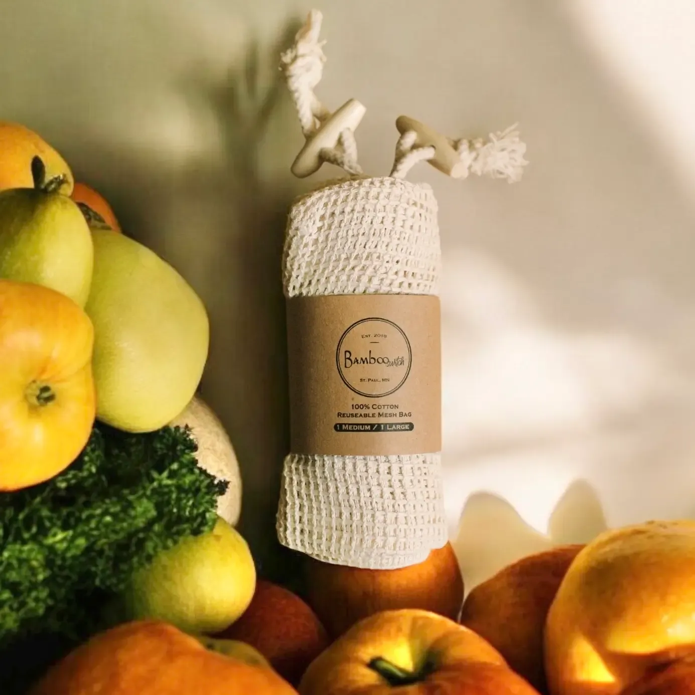 Organic Cotton Mesh Produce Bags 2pk