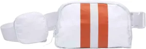 Original Crossbody HydroBeltbag | Fanny Pack with Removable Water Bottle Holder | Adjustable Waist Bag for Carrying Your Purse, Phone, Accessories (Burnt Orange/White Stripe)