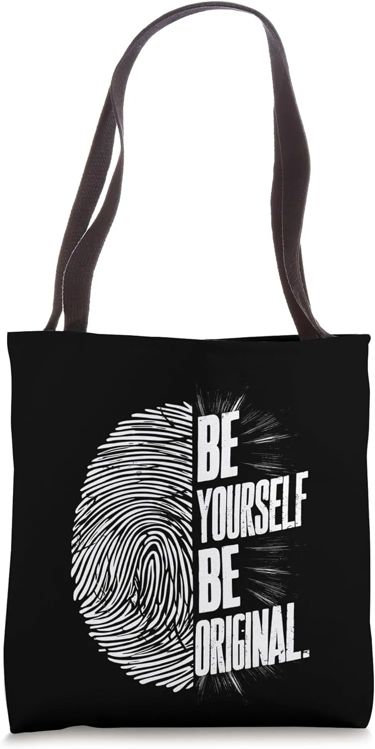 Originality Fingerprint Be Yourself Unique Motivational Tee Tote Bag