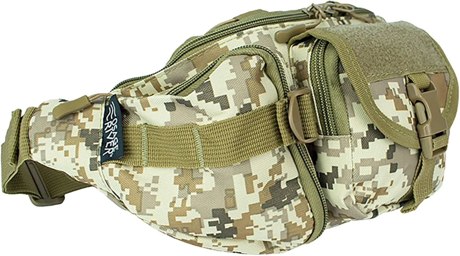 OSAGE RIVER Tactical Fanny Pack with 5 Compartments, 900D Waist Pack for Hiking, Fishing, Hunting, or Gym, Everyday Crossbody Belt Bag