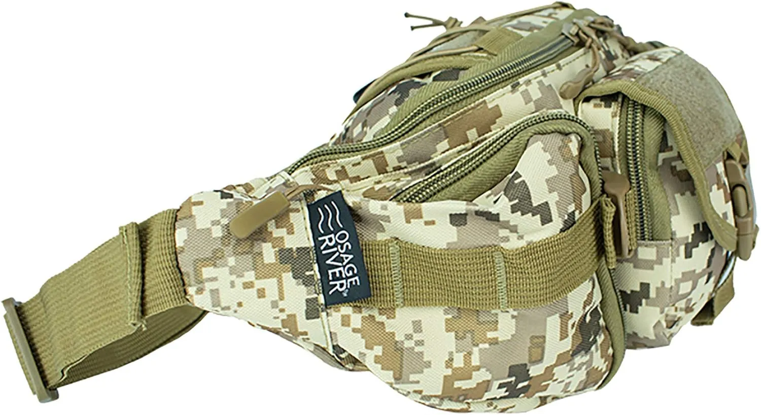 OSAGE RIVER Tactical Fanny Pack with 5 Compartments, 900D Waist Pack for Hiking, Fishing, Hunting, or Gym, Everyday Crossbody Belt Bag