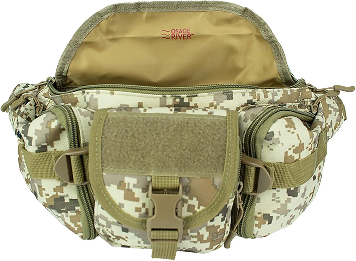 OSAGE RIVER Tactical Fanny Pack with 5 Compartments, 900D Waist Pack for Hiking, Fishing, Hunting, or Gym, Everyday Crossbody Belt Bag