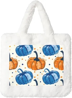 OSAM SPACE Vintage Pumpkins Women Tote Bag, Thanksgiving Fall Cute Fuzzy Plush Shoulder Bag, Purse Coin Pouch Accessories Tote Handbag for Winter Daily Work Dating