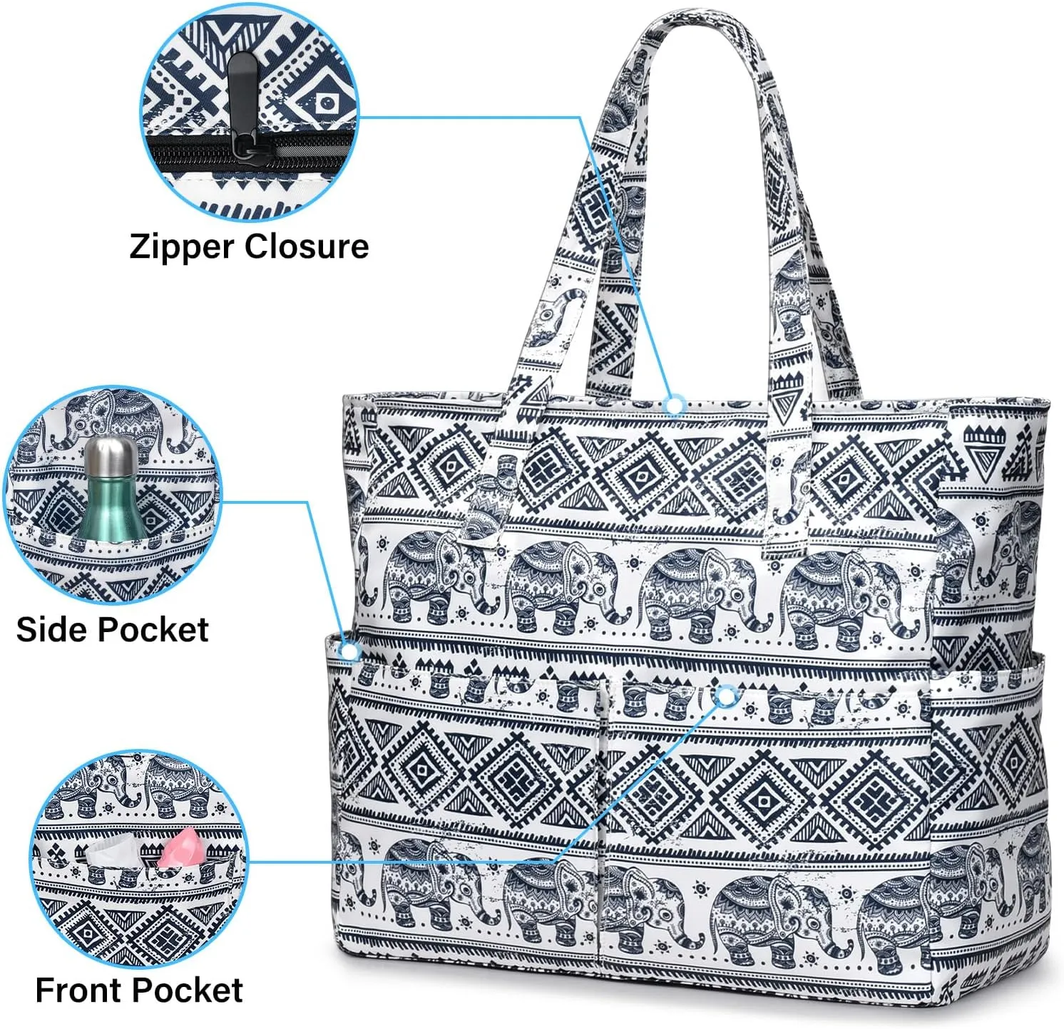 oscaurt Beach Bags for Women Large Waterproof Sandproof Beach Tote Swim Pool Bag with Zipper for Travel Vacation Essentials