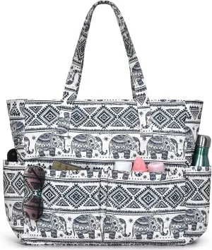 oscaurt Beach Bags for Women Large Waterproof Sandproof Beach Tote Swim Pool Bag with Zipper for Travel Vacation Essentials