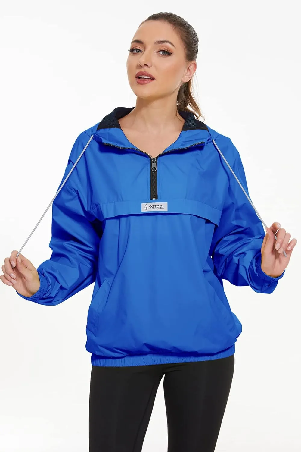 OSTOO Women's Running Cycling Lightweight Rain Jacket Waterproof with Hood Hiking Wind Breakers Pullover