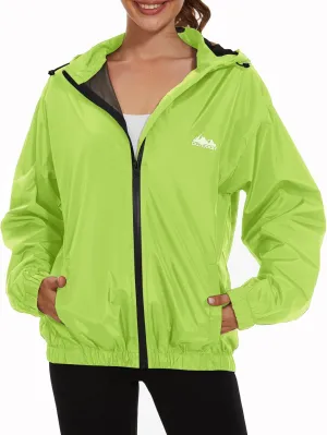 OSTOO Women's Running Cycling Lightweight Rain Jacket Waterproof with Hood Hiking Wind Breakers Pullover
