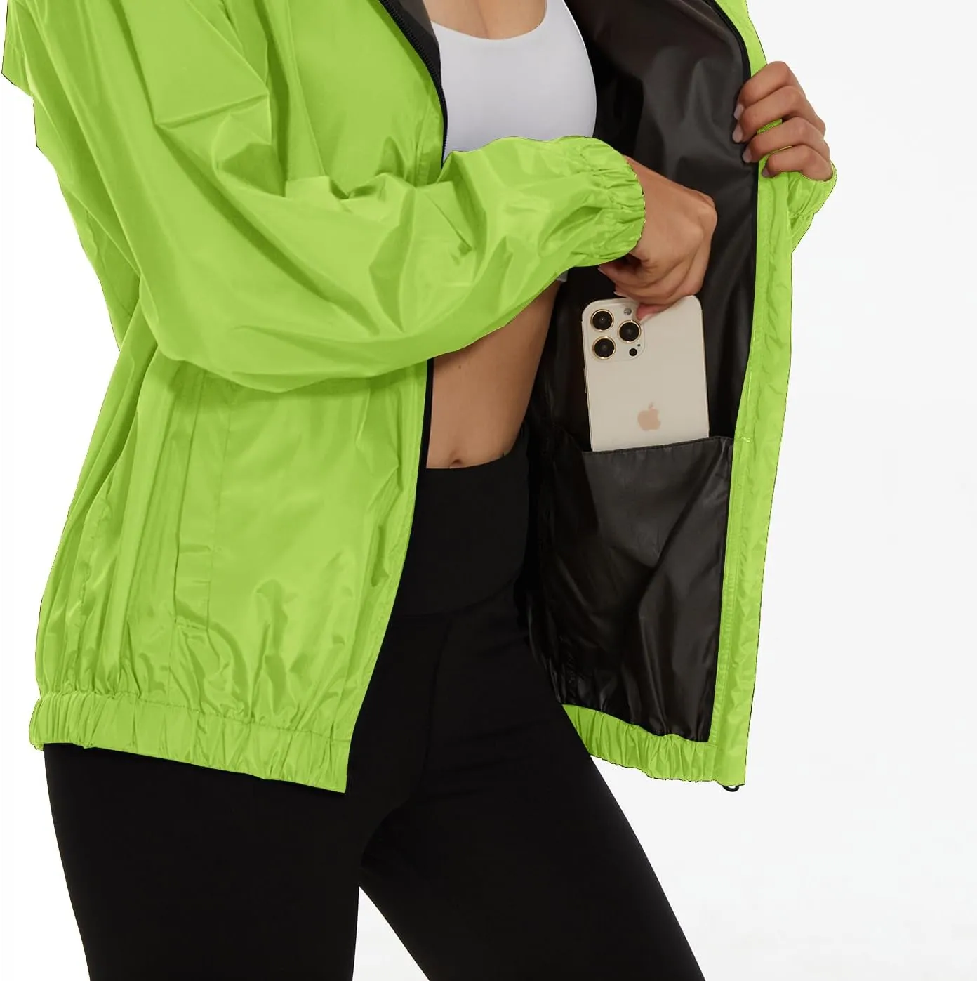 OSTOO Women's Running Cycling Lightweight Rain Jacket Waterproof with Hood Hiking Wind Breakers Pullover