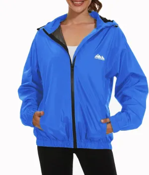 OSTOO Women's Running Cycling Lightweight Rain Jacket Waterproof with Hood Hiking Wind Breakers Pullover