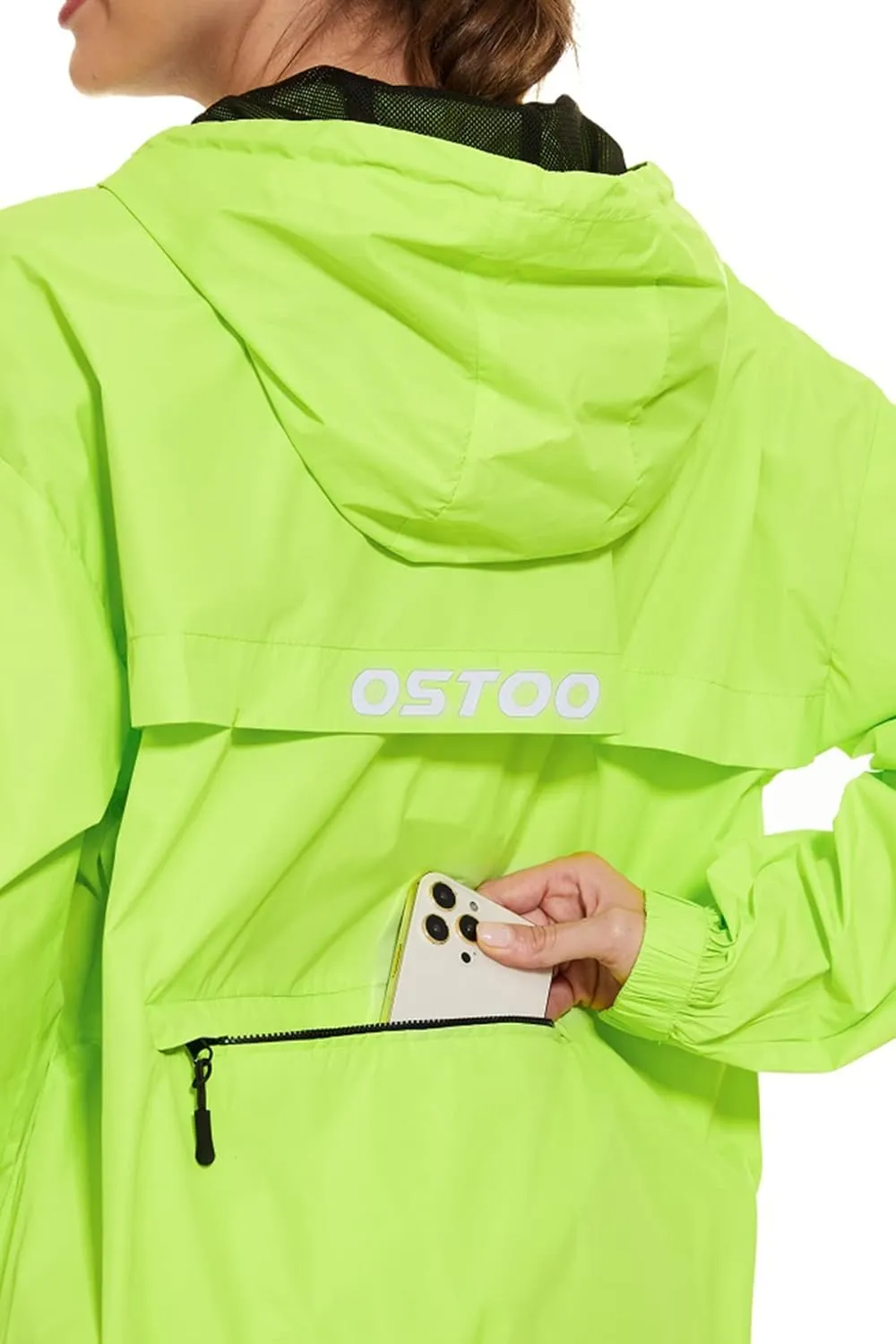 OSTOO Women's Running Cycling Lightweight Rain Jacket Waterproof with Hood Hiking Wind Breakers Pullover