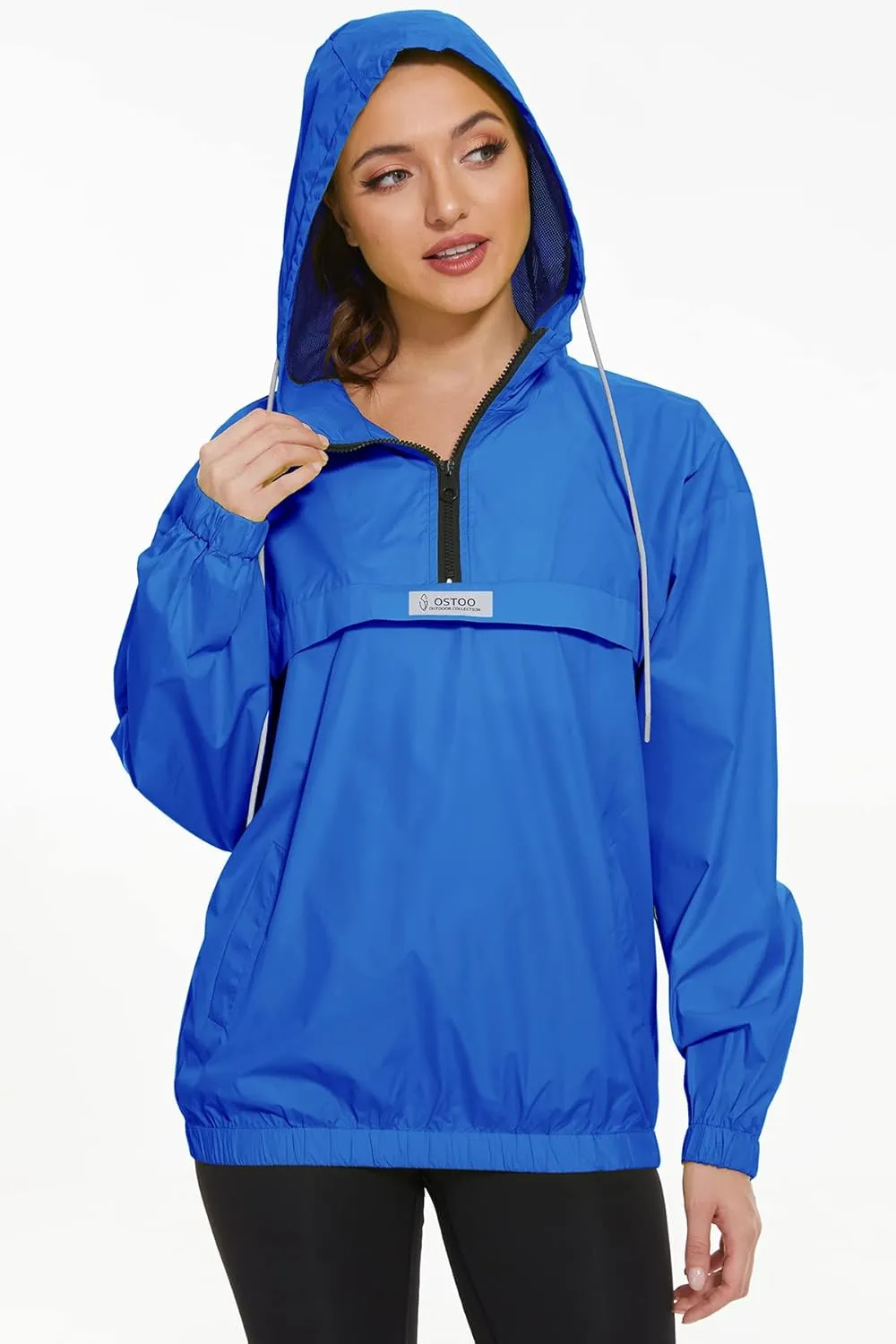 OSTOO Women's Running Cycling Lightweight Rain Jacket Waterproof with Hood Hiking Wind Breakers Pullover