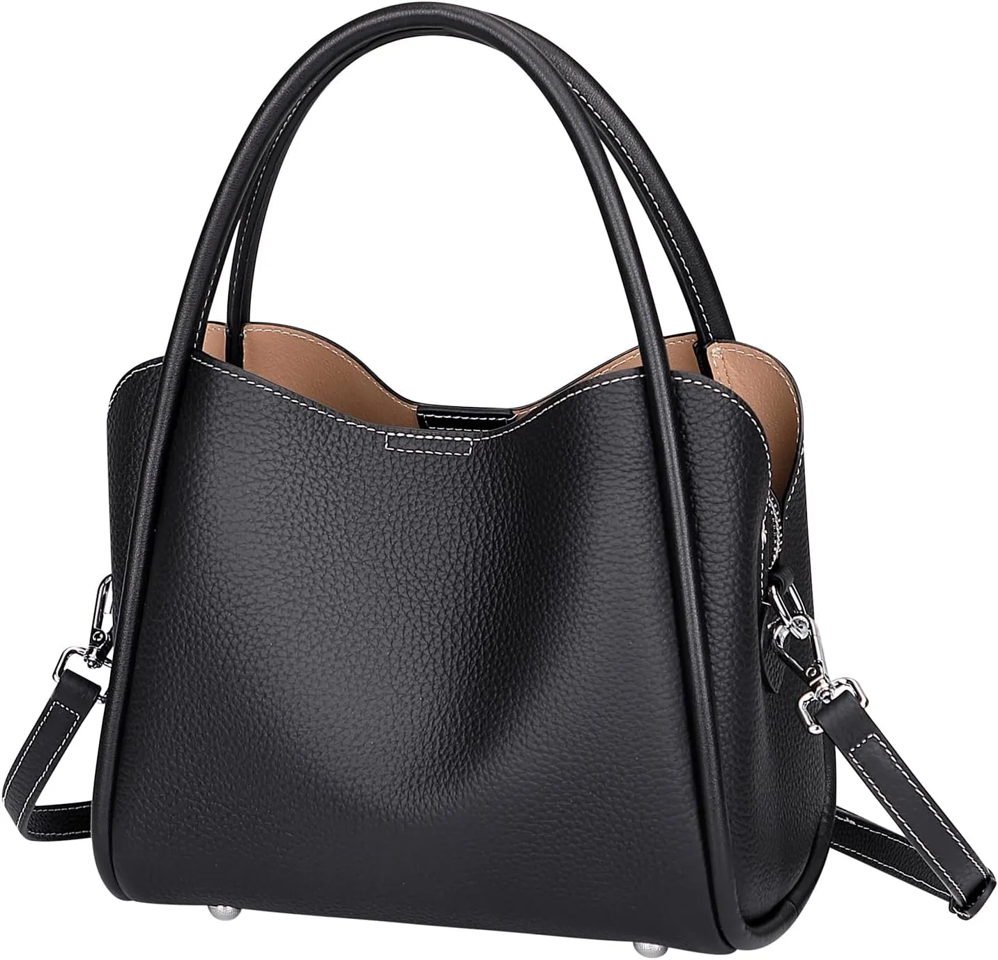 Over Earth Genuine Leather Satchel Handbags for Women Small Top Handle Crossbody Bag with Two Straps