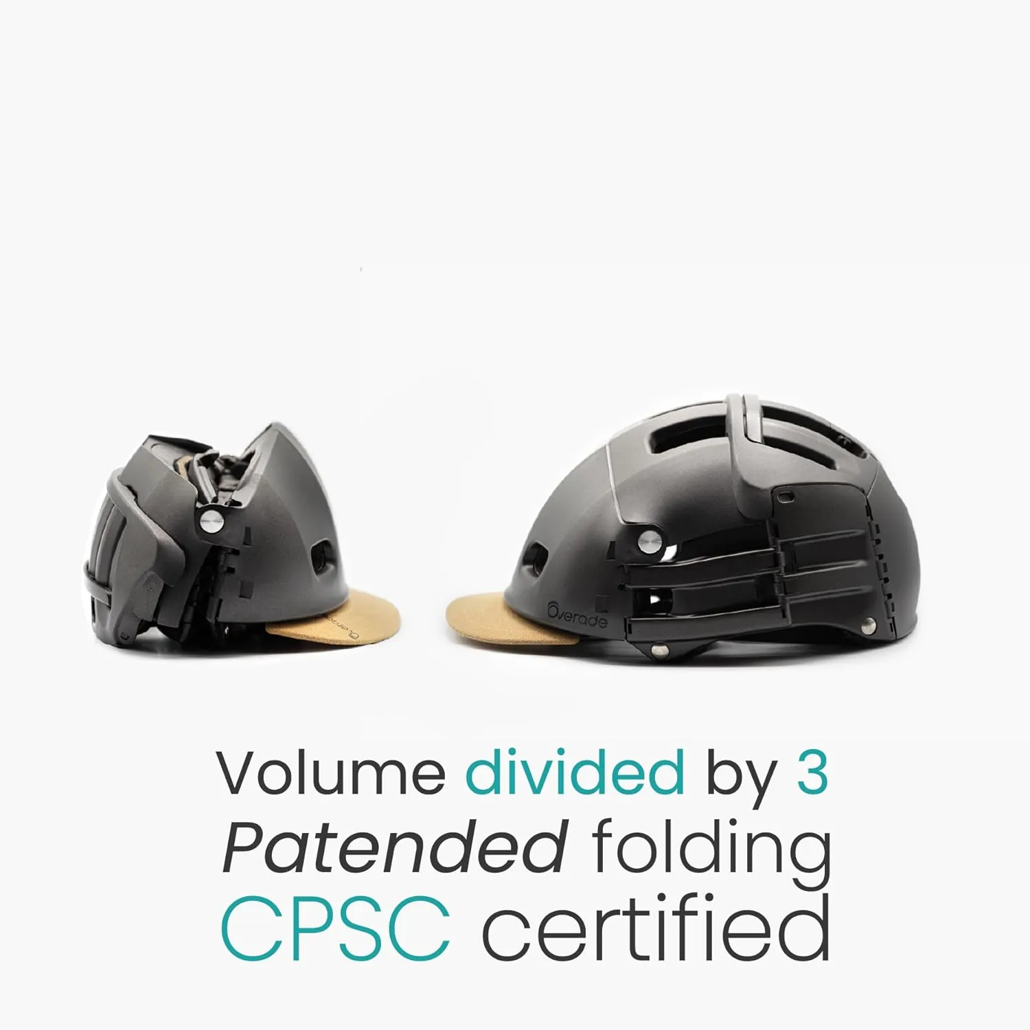 Overade Plixi Foldable Helmet - for Bike, Kick Scooter, e-Bike - Volume Divided by 3 when Folded- Same Protection as Classic Helmet