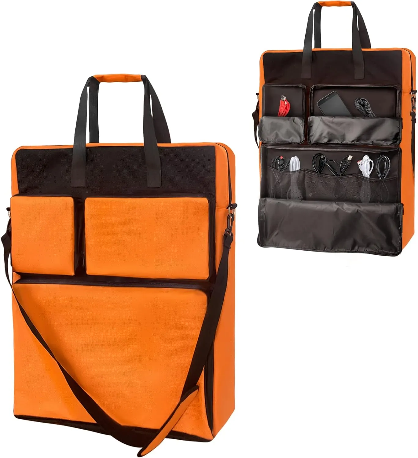 Padded Utility Solar Panel Bag,for Jackery 100 watt Solar Panel,Double Layer Design, Can Hold 2 Battery Panels,Orange