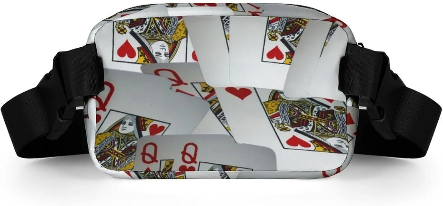 Page Full Of Queens Playing Cards Large Capacity Portable All Print Waist Bag
