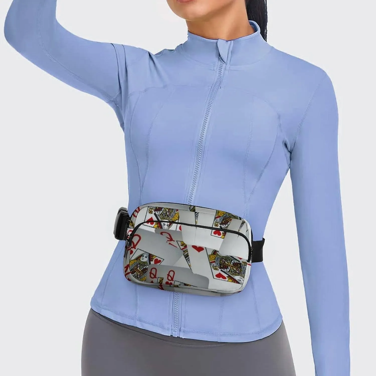 Page Full Of Queens Playing Cards Large Capacity Portable All Print Waist Bag
