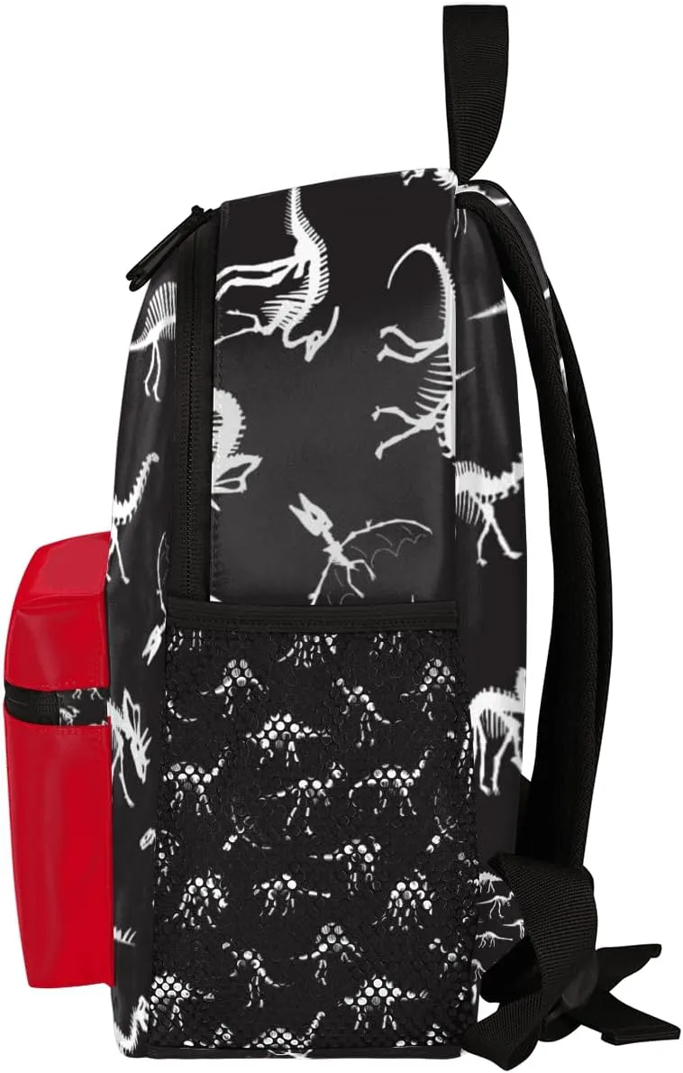 Pardick Personalized Kids Backpack School Bag for Boys, Animal Dinosaur Retro Skull Custom Toddler Bookbag with Name, Mini Backpack for School & Travel Kindergarten Elementary Bag 12in