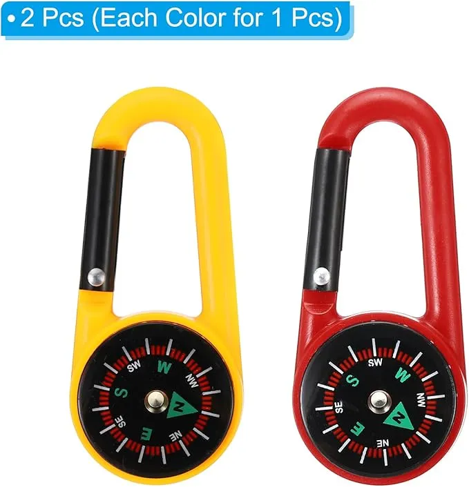 PATIKIL Compass, Buckle Compass Keychain Waterproof Survival Pocket Compass for Hiking