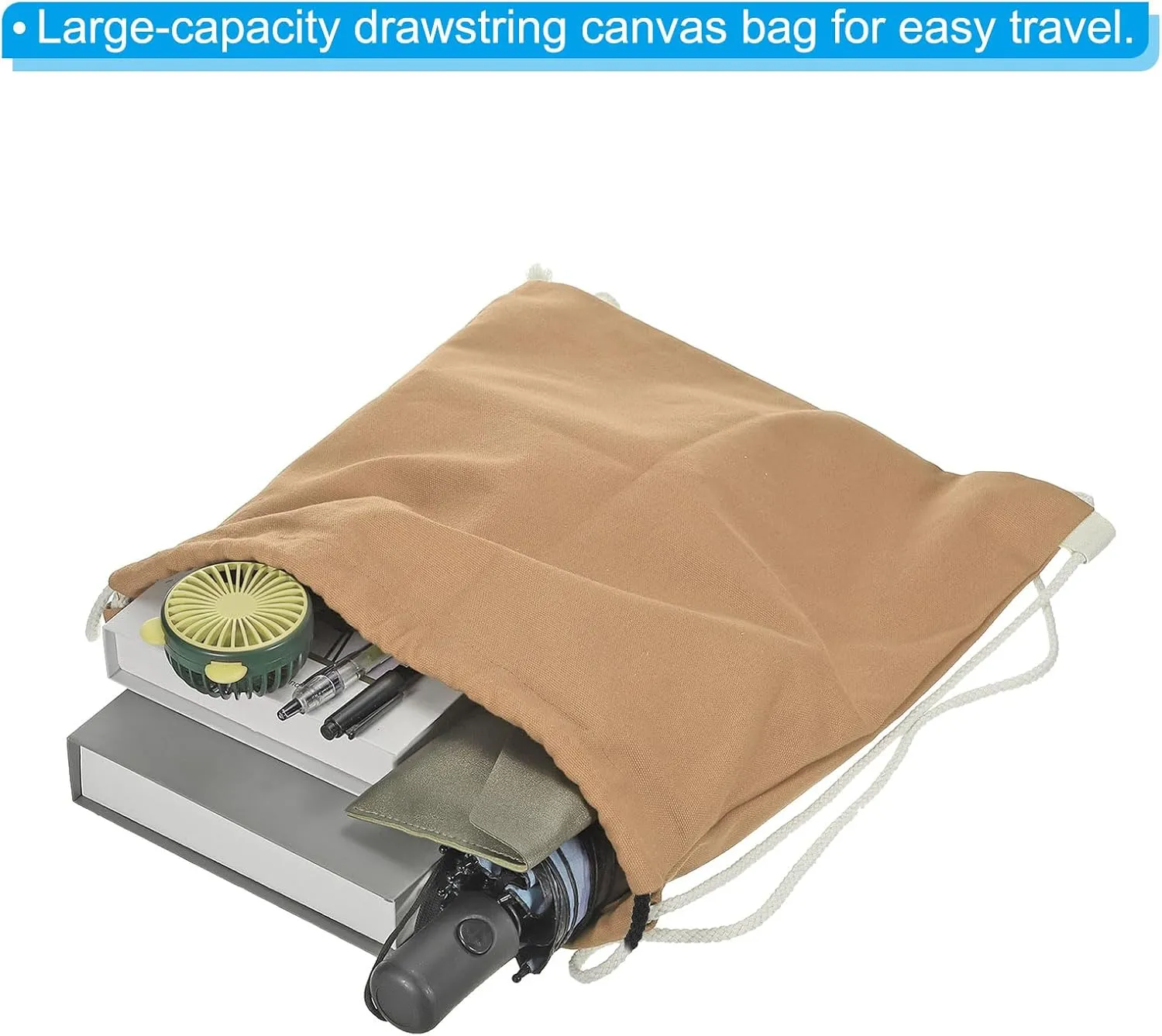 PATIKIL Cotton Drawstring Bags, Cotton Drawstring Backpack Foldable Sports Gym Bags for Women Men Gym Sports Trip, Khaki