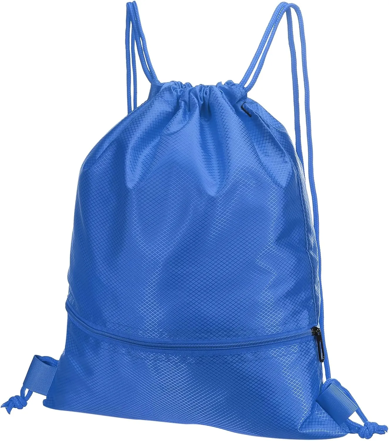 PATIKIL Drawstring Backpack Bag, Drawstring Gym Bags String Backpack with Zip Pocket for Women Men, Blue