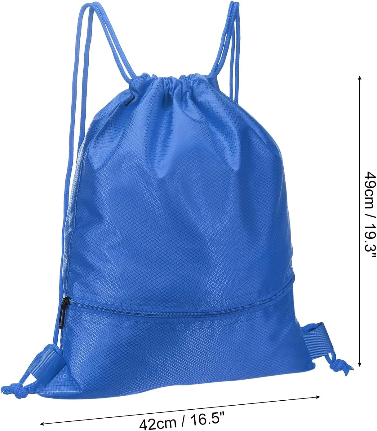 PATIKIL Drawstring Backpack Bag, Drawstring Gym Bags String Backpack with Zip Pocket for Women Men, Blue