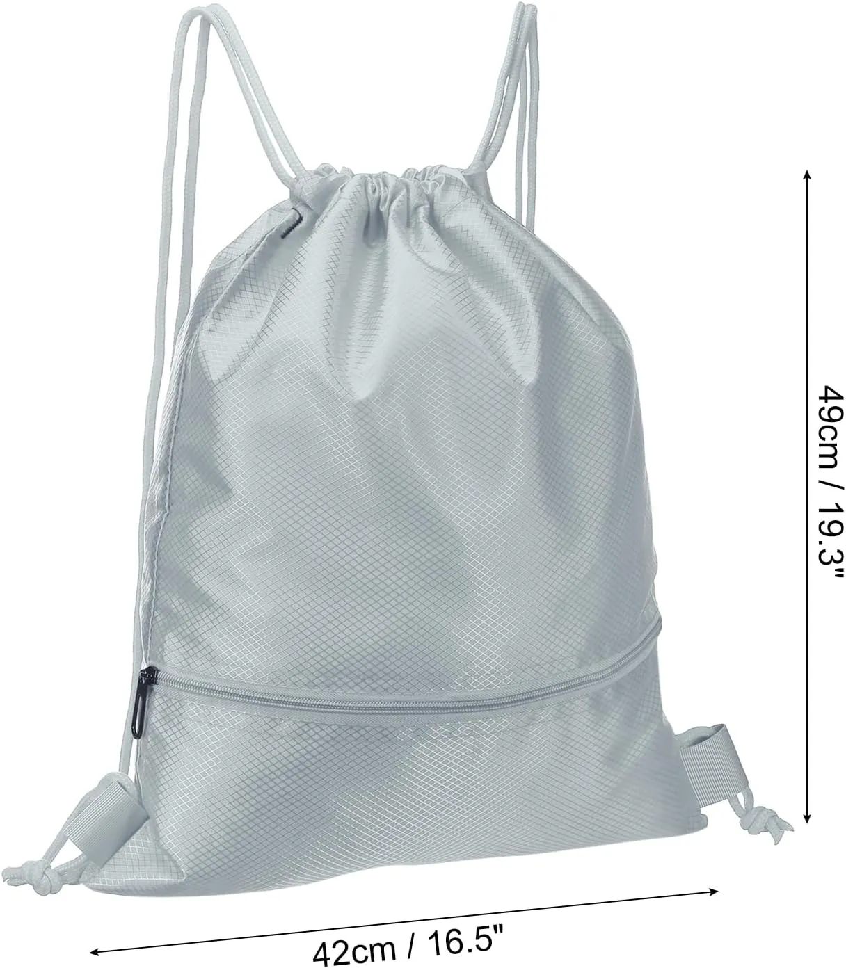 PATIKIL Drawstring Backpack Bag, Drawstring Gym Bags String Backpack with Zip Pocket for Women Men, Grey