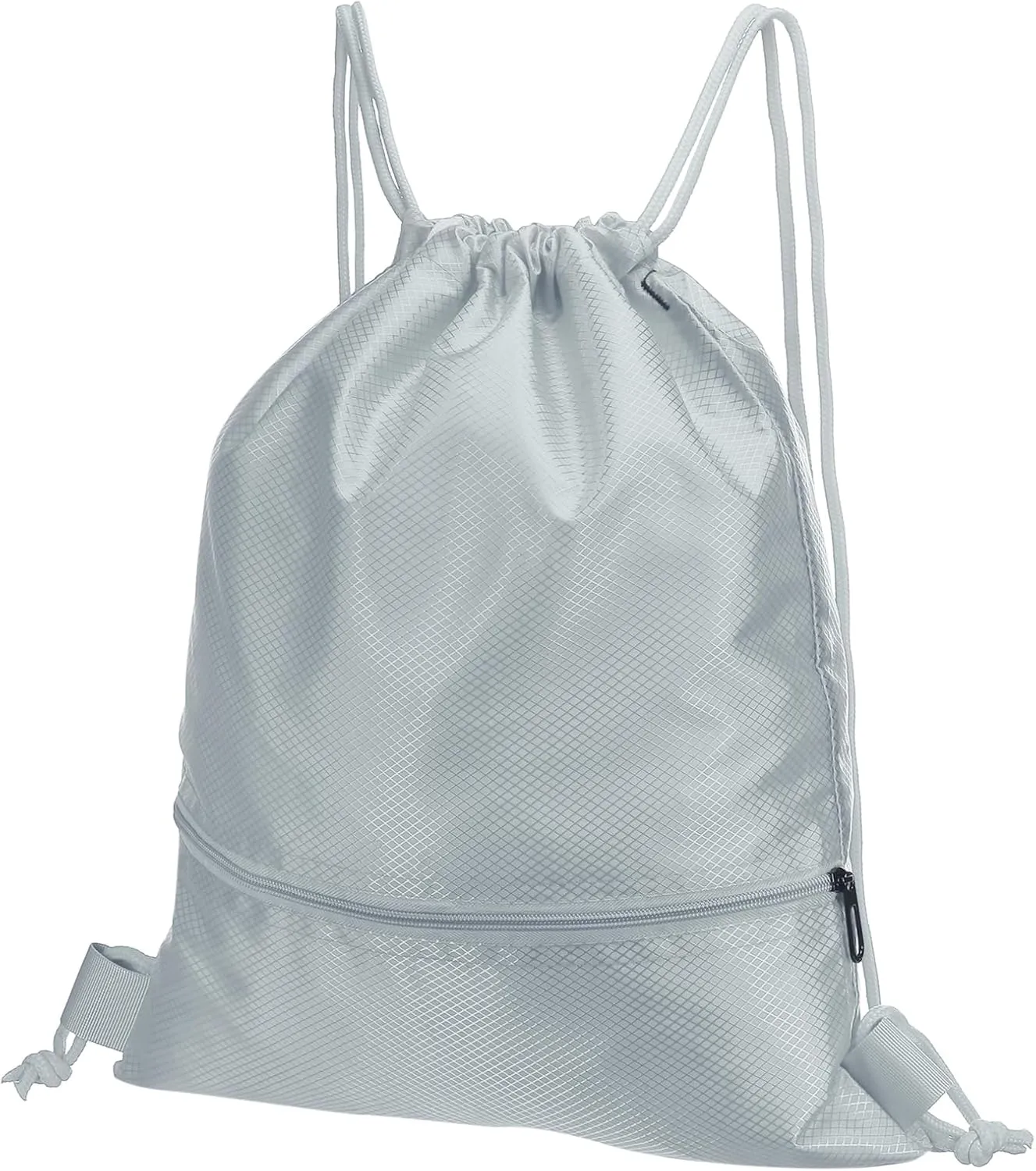 PATIKIL Drawstring Backpack Bag, Drawstring Gym Bags String Backpack with Zip Pocket for Women Men, Grey