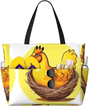 Peacock Flowers Spacious Large Capacity Beach Travel Bag - Foldable Beach Bag Tote Bag With Zipper