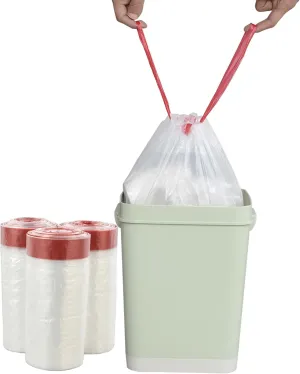 Pekky 4 Gallon Clear Drawstring Trash Bags, 120 Counts, Small Kitchen Garbage Bag