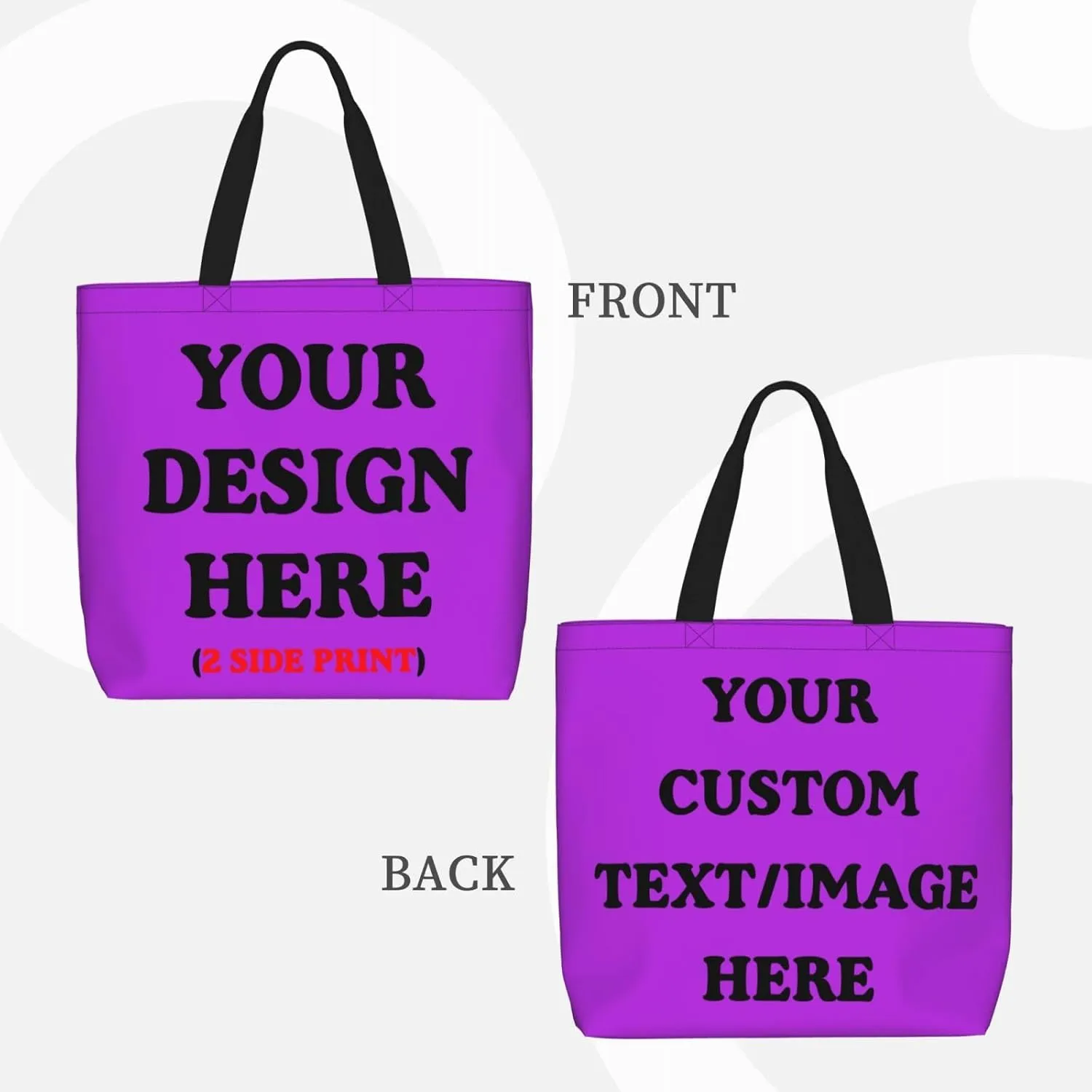 Personalized Custom Tote Bag For Travel, Business, Shopping - Add Your Design - Shoulder Bag For Women