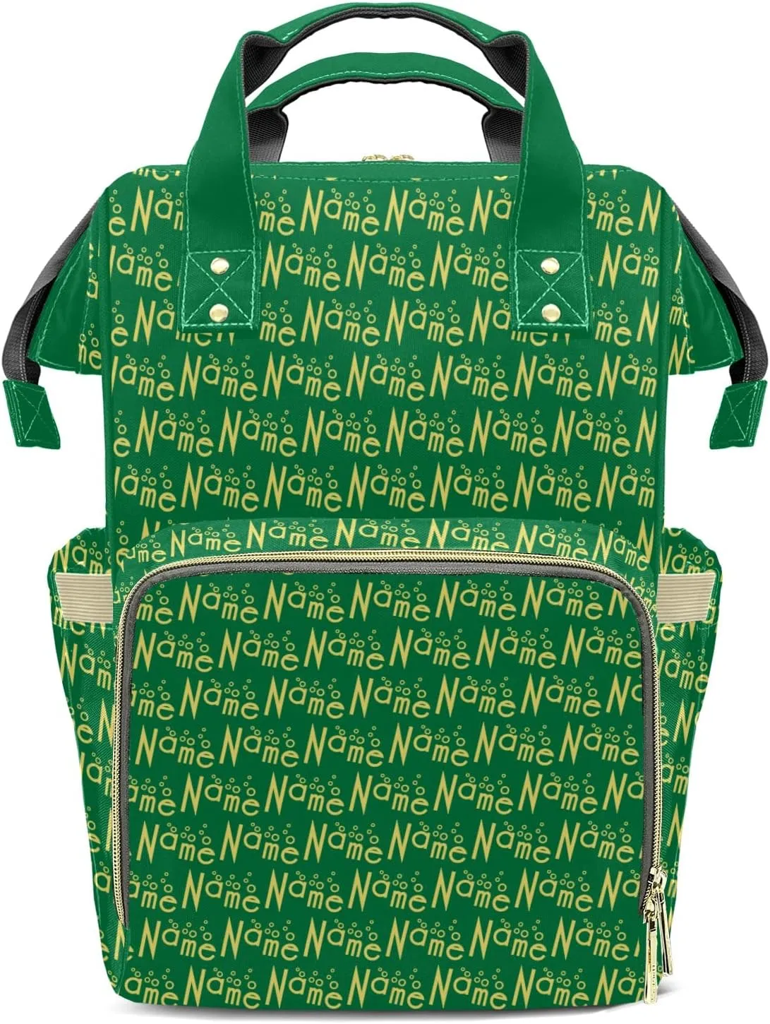 Personalized Green Yellow Diaper Bag Shoulder Backpack with Name Nursing Bags for Boys Girls
