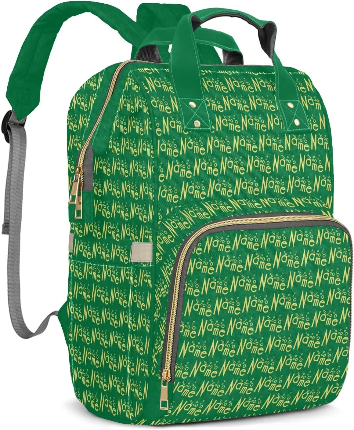 Personalized Green Yellow Diaper Bag Shoulder Backpack with Name Nursing Bags for Boys Girls